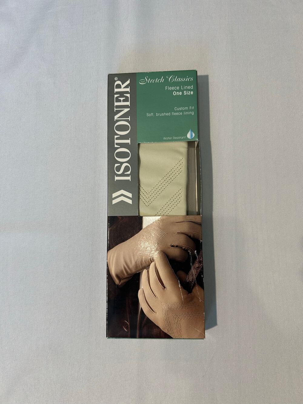 Isotoner Stretch Classics Fleece Lined Water Resistant Gloves Beige OS